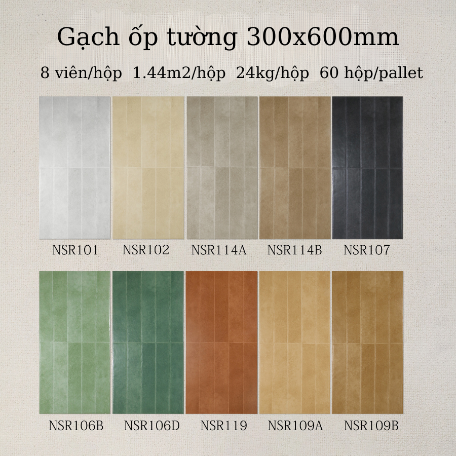 Gạch ốp tường KT 300x600mm mã NSR107